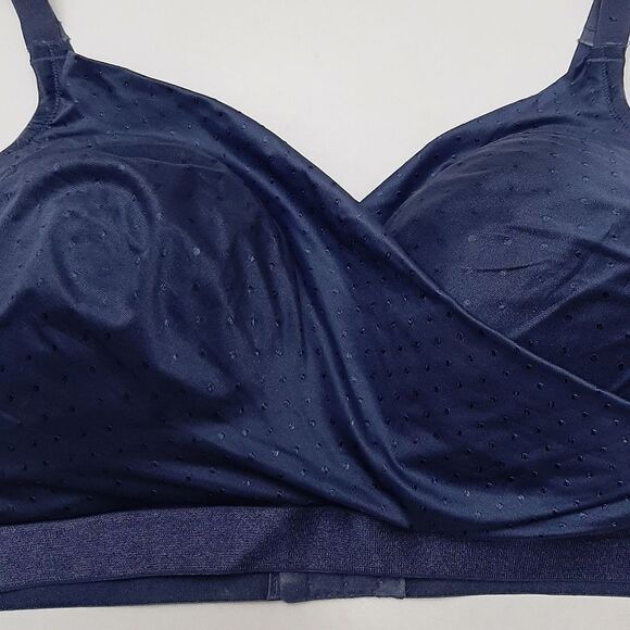 DEESSE Satin Lounge Bra Embroidered Dot Blue Sz 40 G - Picture 4 of 15